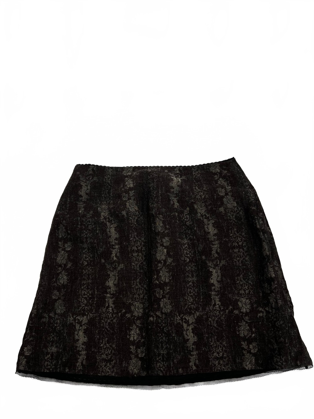 Tahari Black Shimmery Floral Scalloped Hem Mini Skirt | Regular 10